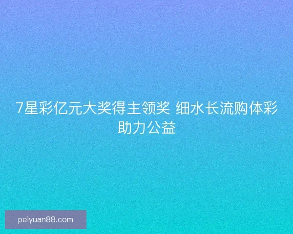 7星彩亿元大奖得主领奖 细水长流购体彩助力公益