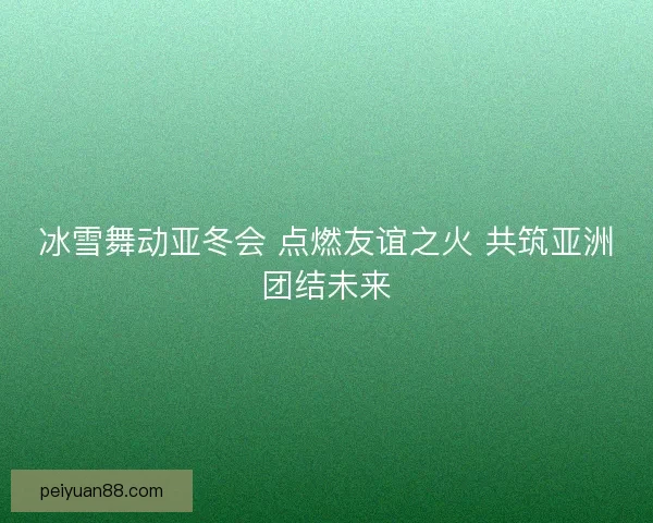 冰雪舞动亚冬会 点燃友谊之火 共筑亚洲团结未来
